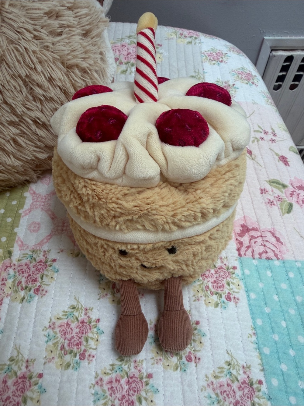 Jellycat Cream & Red Plush Birthday Cake Toy